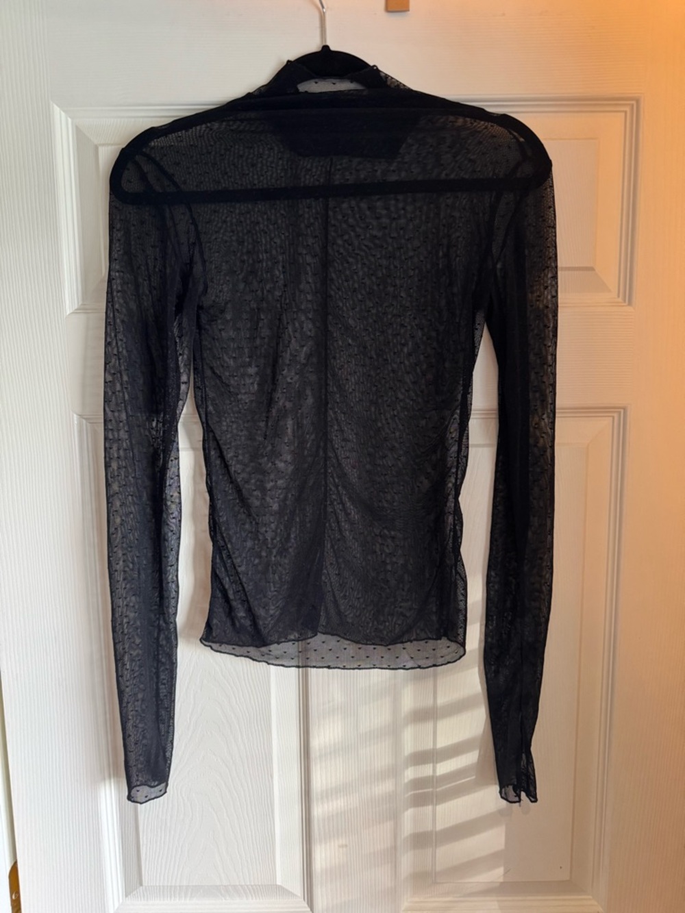 Free People Black Sheer Long-Sleeve Mesh Top